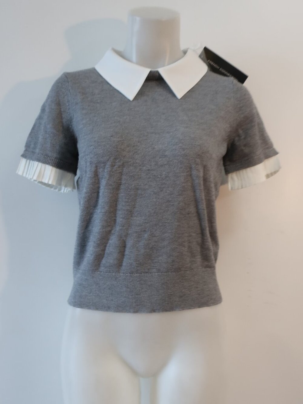 NWT Womens French Connection Grey White (Item-7) Mixed Media Pullover Sweater S - Picture 3 of 7